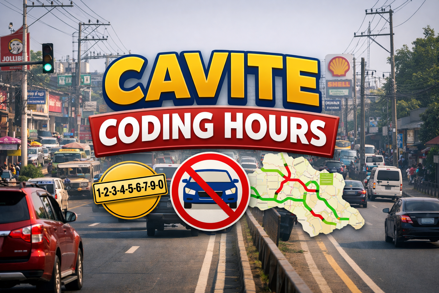 Cavite coding hours and traffic scene